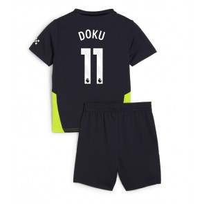 Manchester City Jeremy Doku #11 Dětské Venkovní dres komplet 2024-25 Krátký Rukáv (+ trenýrky)